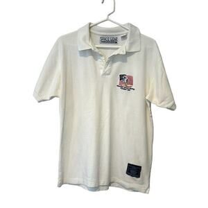 Vtg Polo NASA Kennedy Space Center Florida Medium‎ White USA Flag Bald Eagle